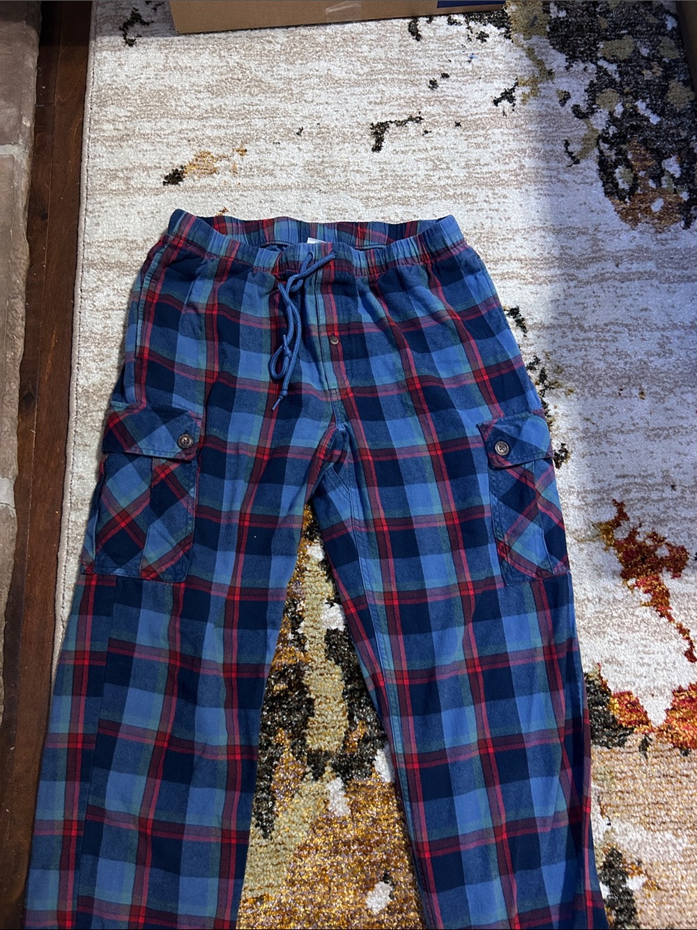 Duluth Trading Co. Plaid Drawstring Shorts - Navy, Red & Green PJ COMFY PANTS